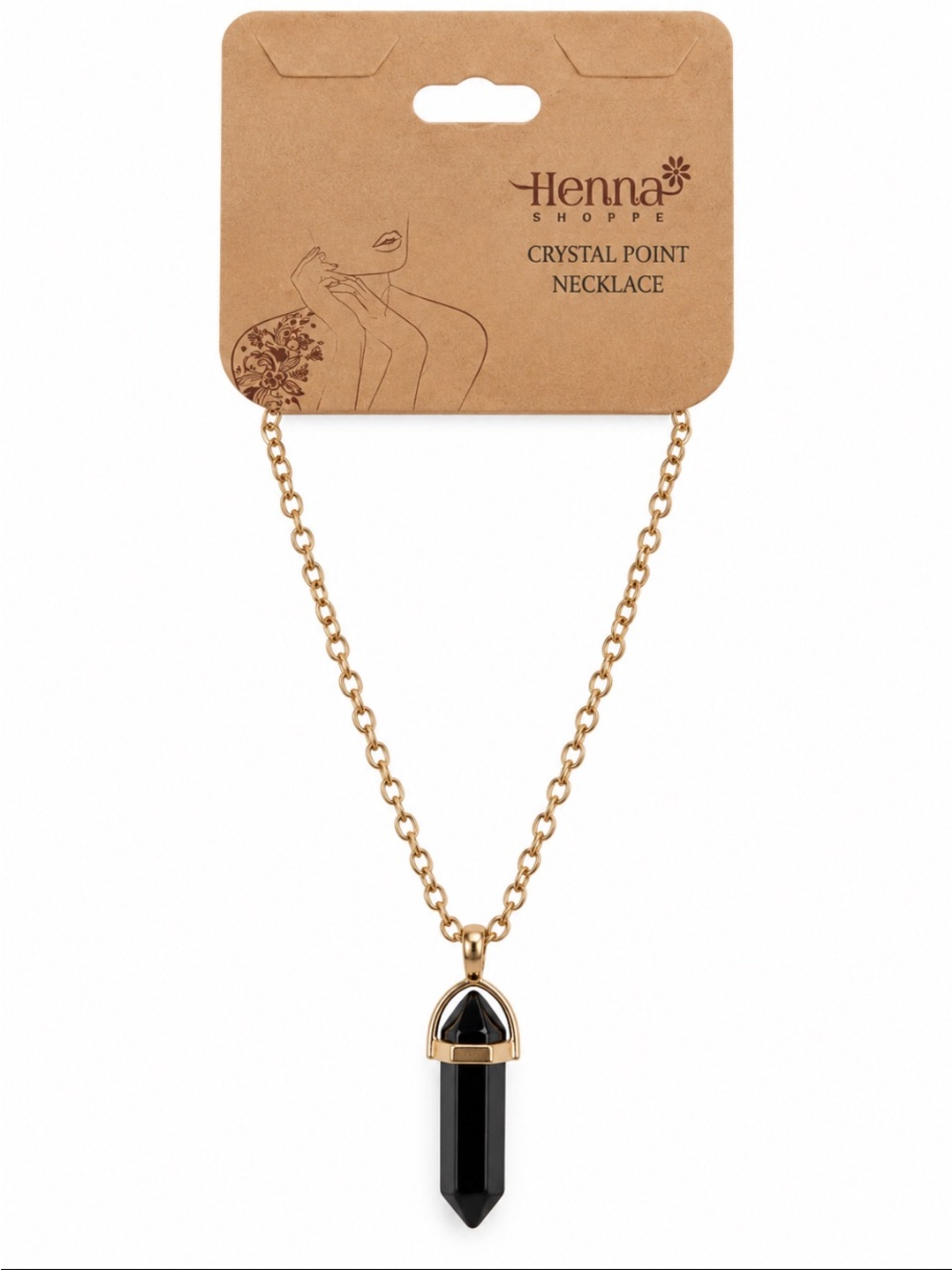 Black Onyx Gemstone Point Necklace 💥🆕💥